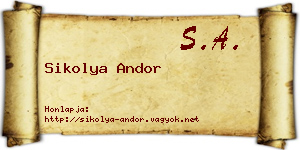 Sikolya Andor névjegykártya